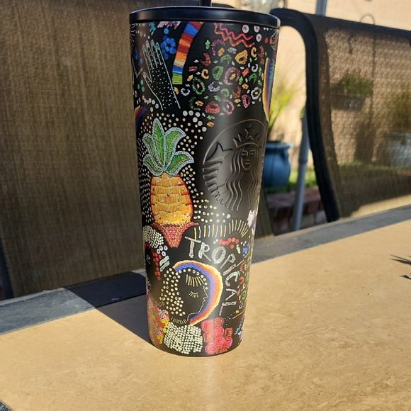 Starbucks x Farm Rio Black Floral Colorful Travel Tumbler - Picture 8 of 11